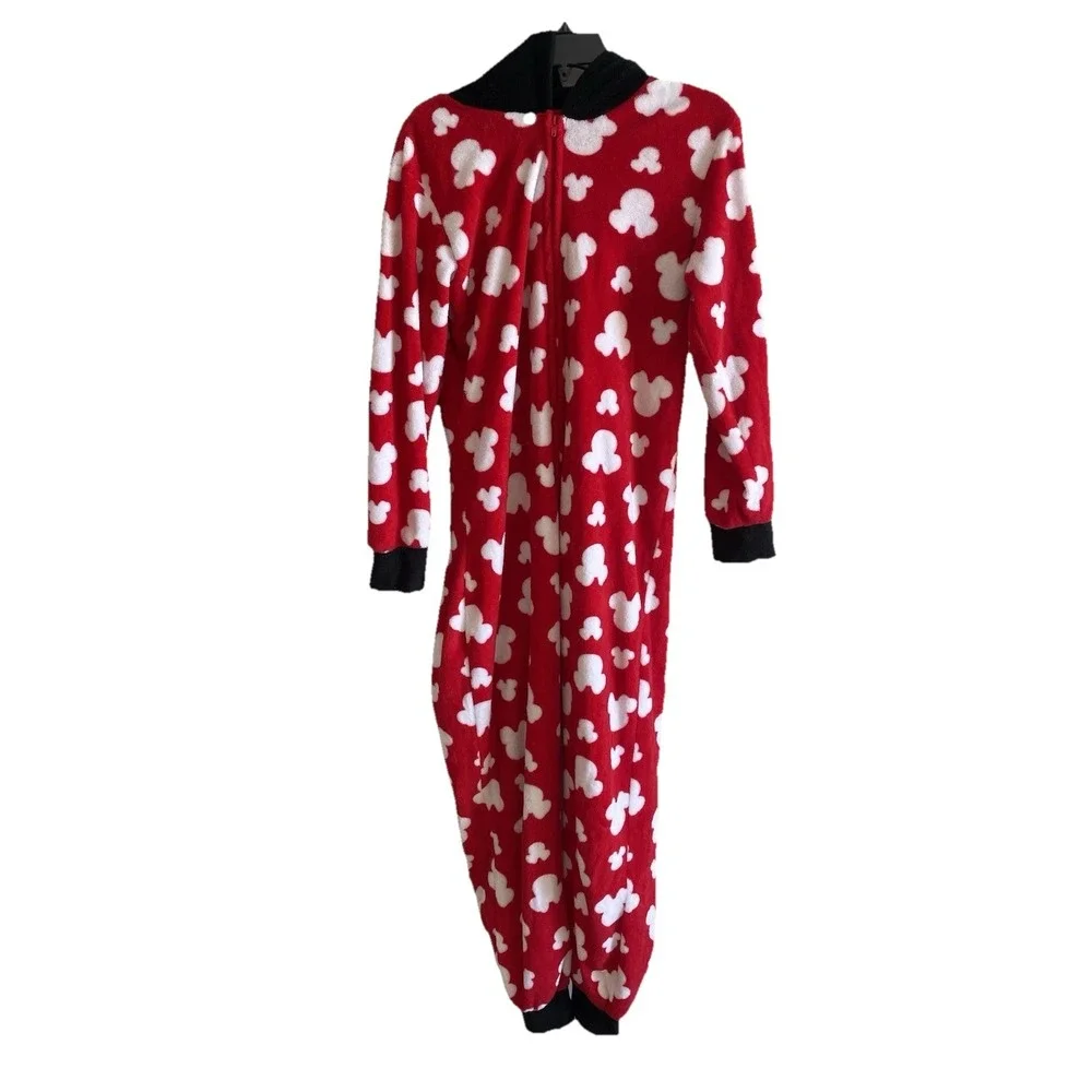 Adult Small Disney‎ Party Park Mickey Minnie Mouse One Piece Pajamas Footed PJ S - Picture 3 of 16